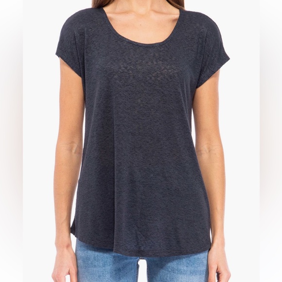 Bobeau Gray Cross Back Short Sleeve Top- Small - Picture 5 of 5